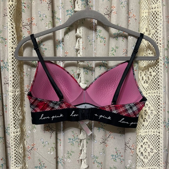 Victoria's Secret PINK Red Plaid Push Up Wear Everywhere Bra Size 34C - Picture 4 of 4
